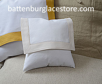 Envelope Pillow.Baby size 8 in. White with SHELL / IVORY trim. - Click Image to Close